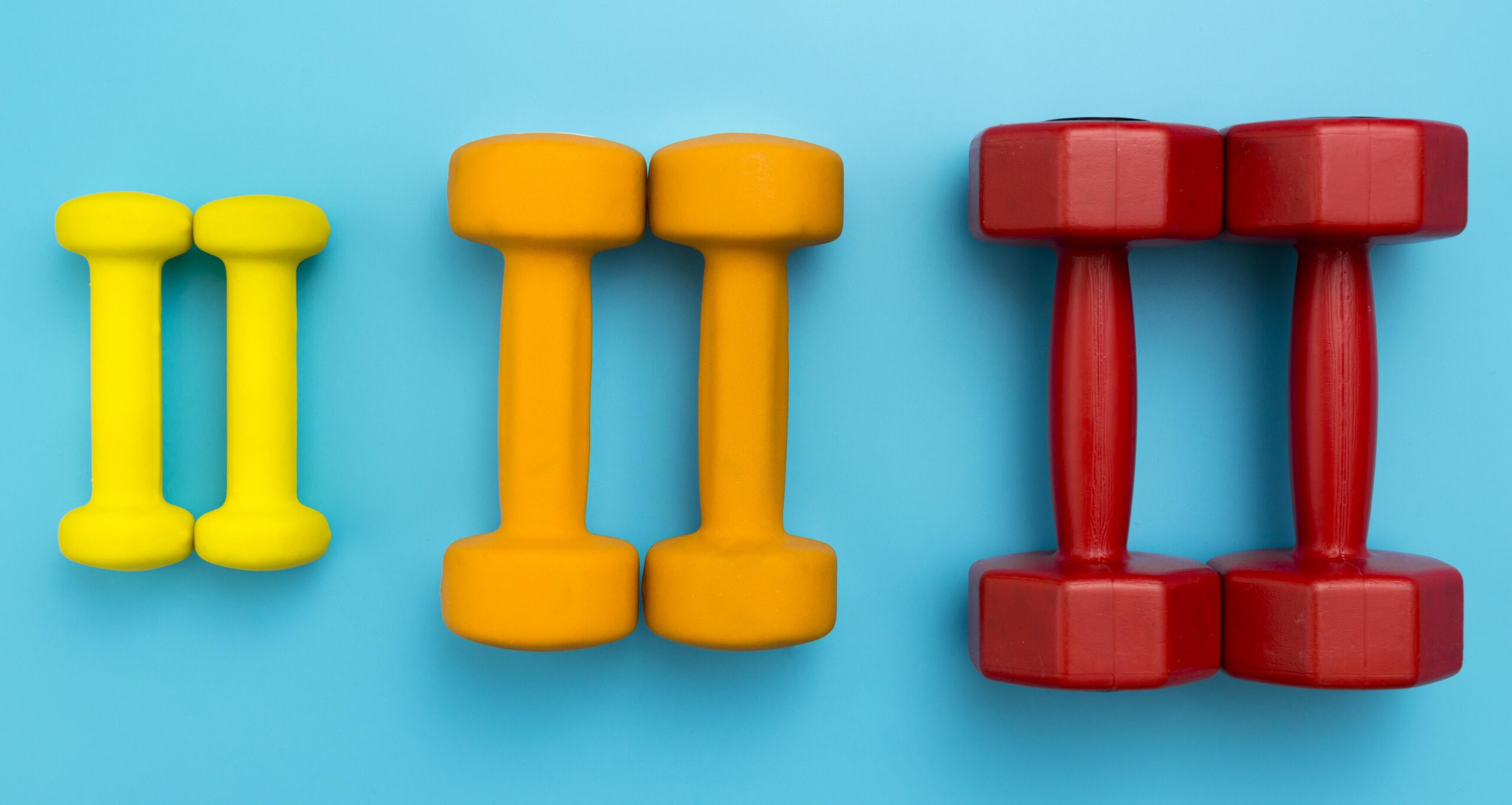 Vikter i orange och rött